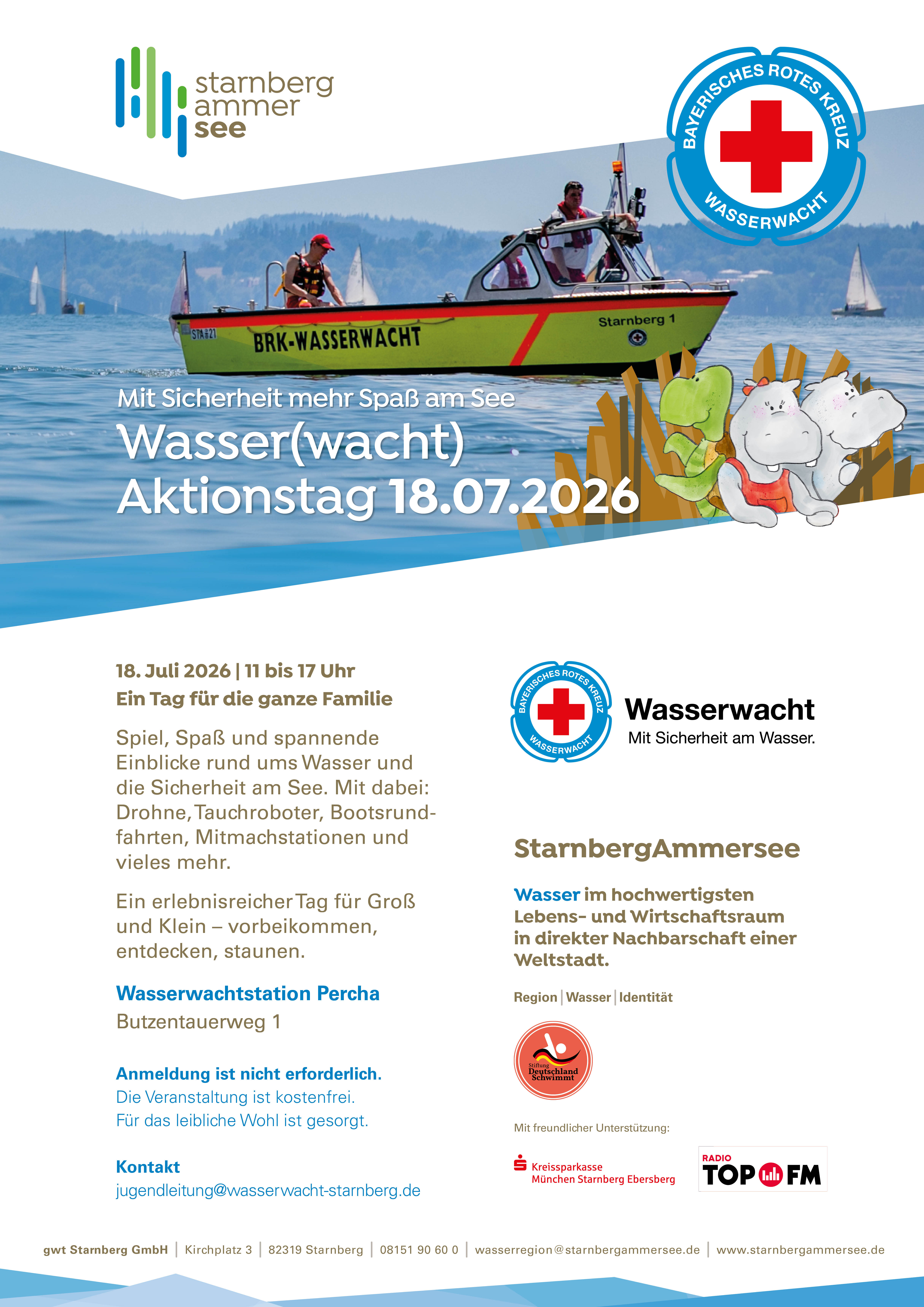 Plakat vom Wasserwachttag im Juli 2026
