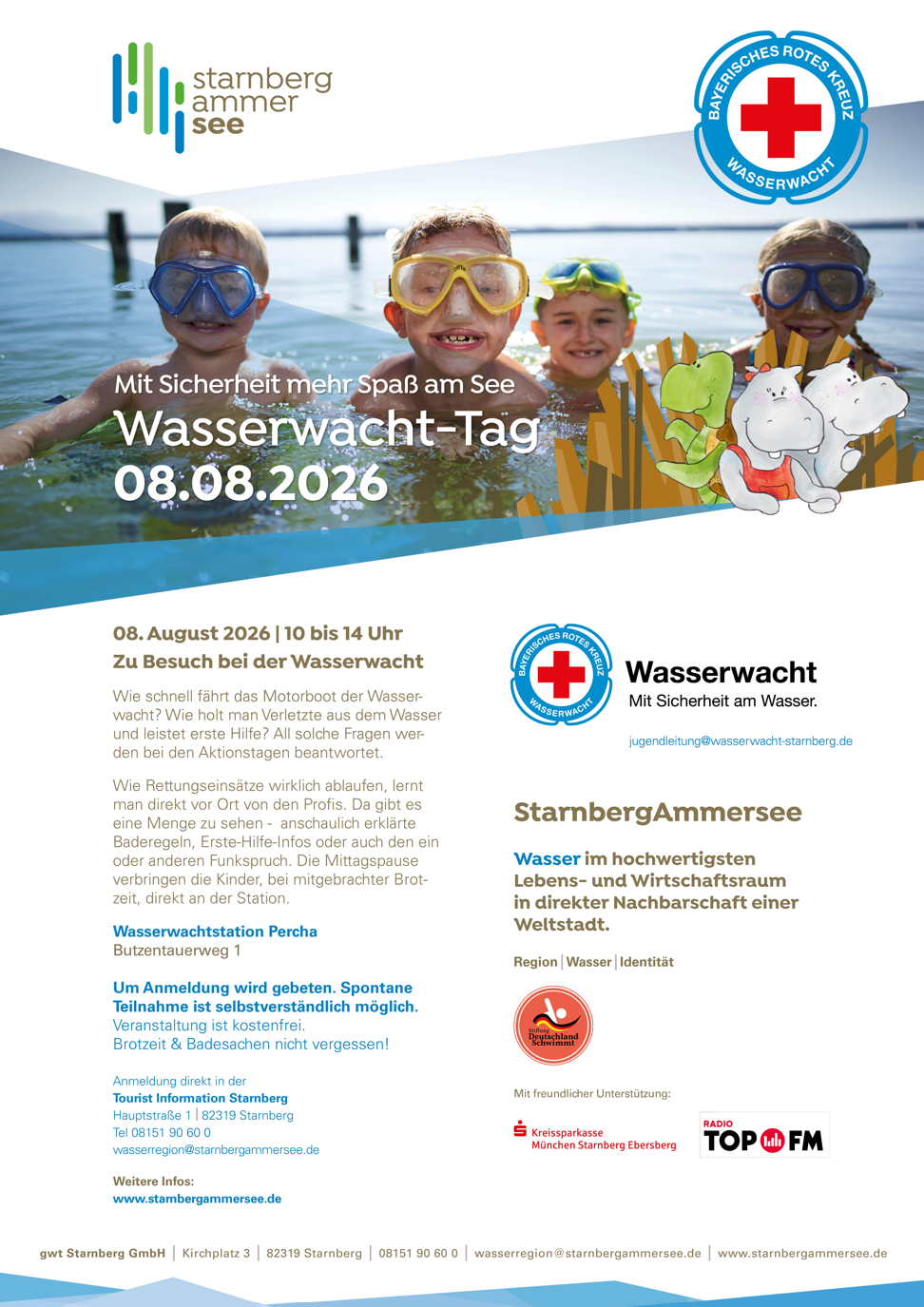 Plakat vom Wasserwachttag - Kinder im Wasser